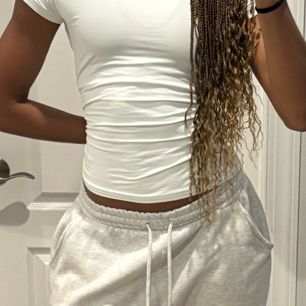 Abercrombie and Fitch - White soft matte seamless tuckable baby tee